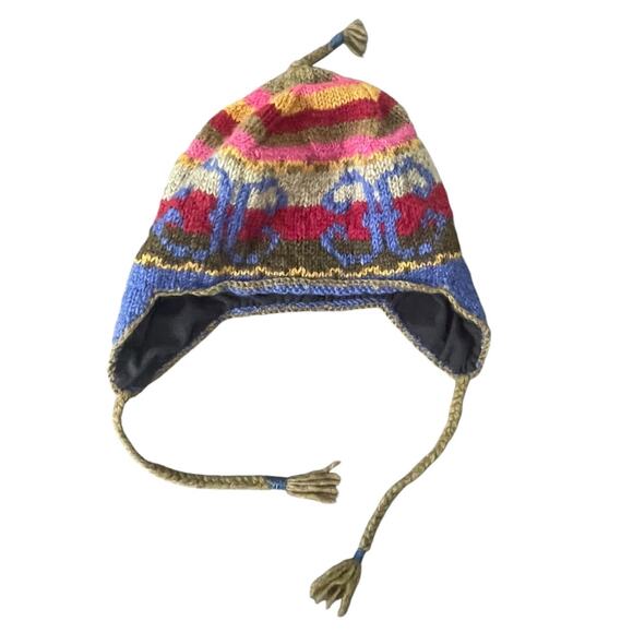 Bolder World Women's Wool Made in Nepal Winter Ski Hat Beanie Ear Flaps Tassels - Picture 2 of 6